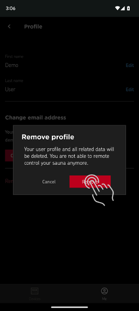 Account removal confirmation